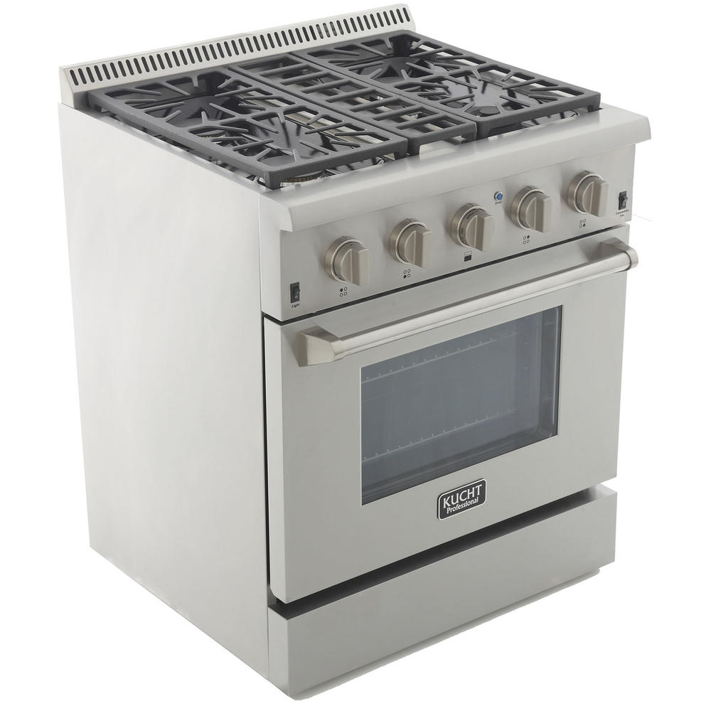 KUCHT Professional 30 in. 4.2 cu. ft. Dual Fuel Range for Natural Gas with Classic Silver Knobs