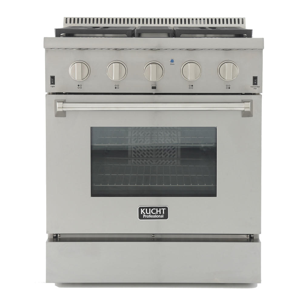 KUCHT Professional 30 in. 4.2 cu. ft. Dual Fuel Range for Natural Gas with Classic Silver Knobs
