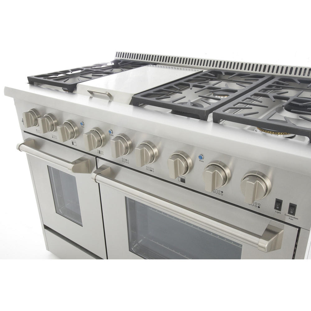 KUCHT Professional 48 in. 6.7 cu. ft. Dual Fuel Range for Natural Gas with Classic Silver Knobs