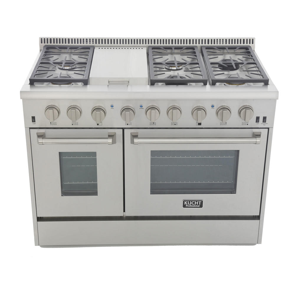 KUCHT Professional 48 in. 6.7 cu. ft. Dual Fuel Range for Natural Gas with Classic Silver Knobs