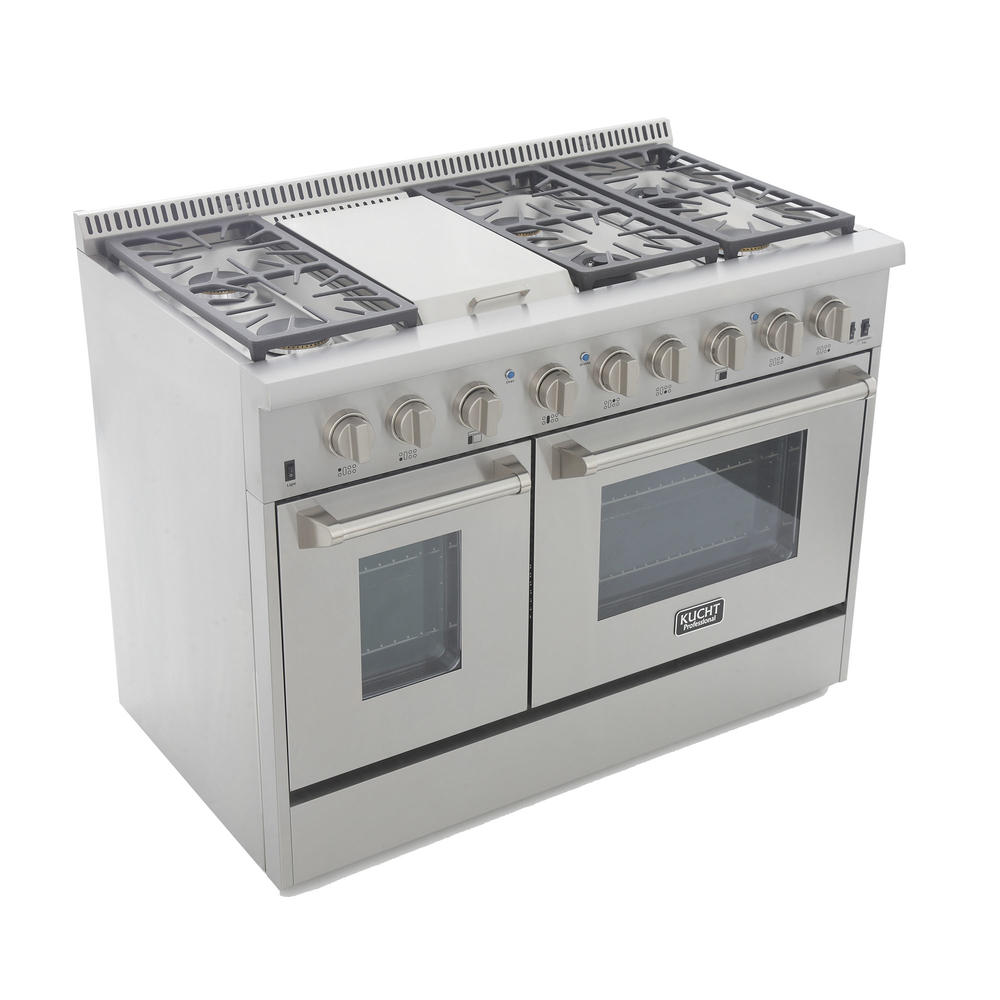 KUCHT Professional 48 in. 6.7 cu. ft. Dual Fuel Range for Propane Gas with Classic Silver Knobs