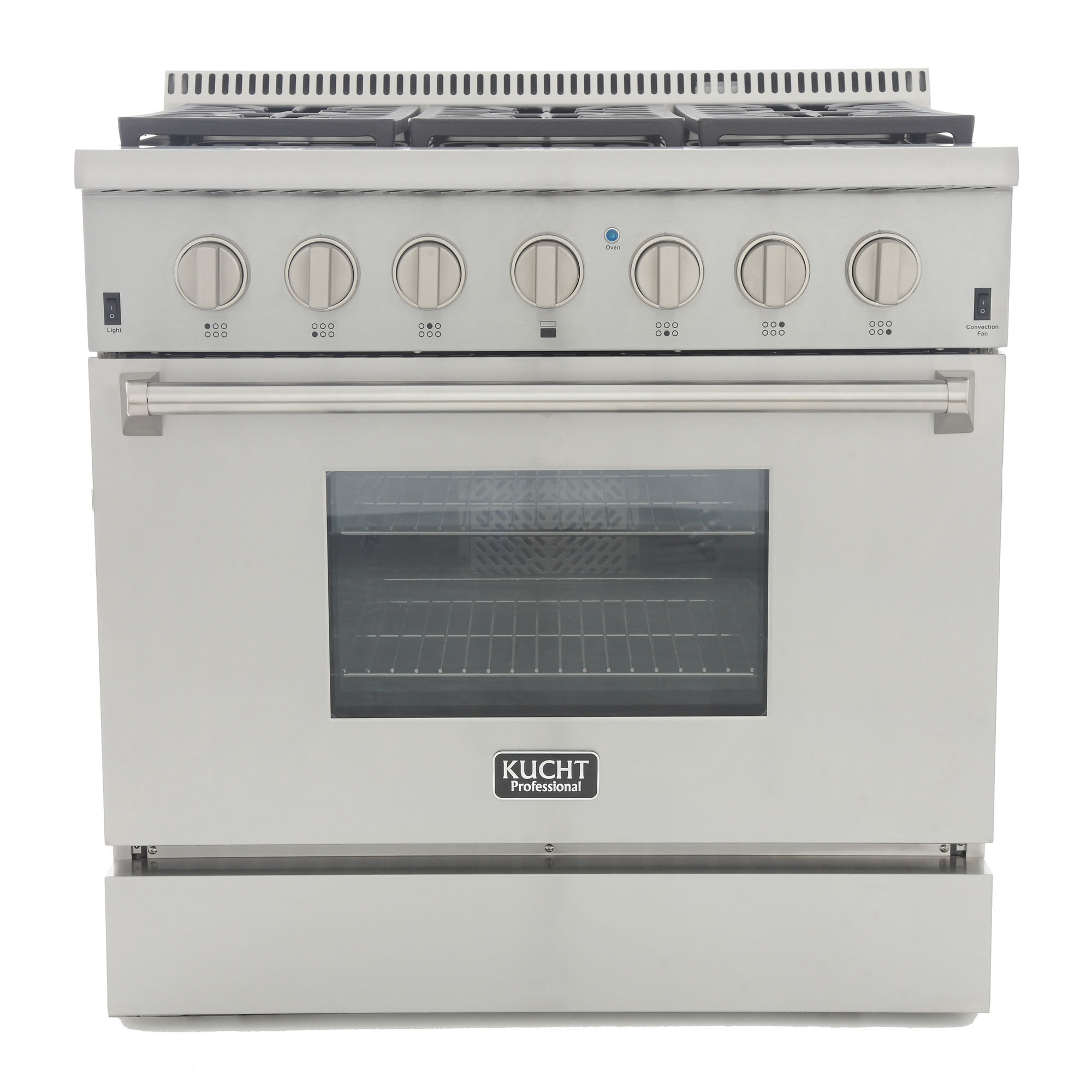 KUCHT Professional 36 in. 5.2 cu. ft. Dual Fuel Range for Propane Gas with Classic Silver Knobs