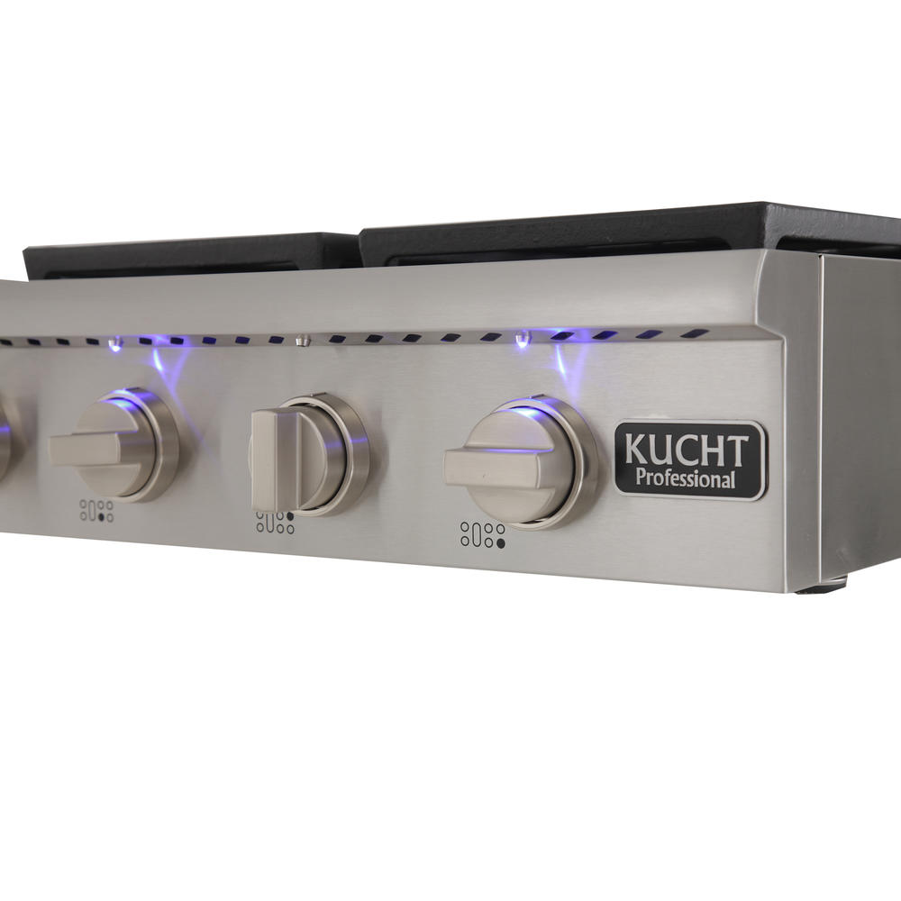 Kucht 48 in. Propane Gas Range-Top with Sealed Burners and Griddle in with Classic Silver Knobs