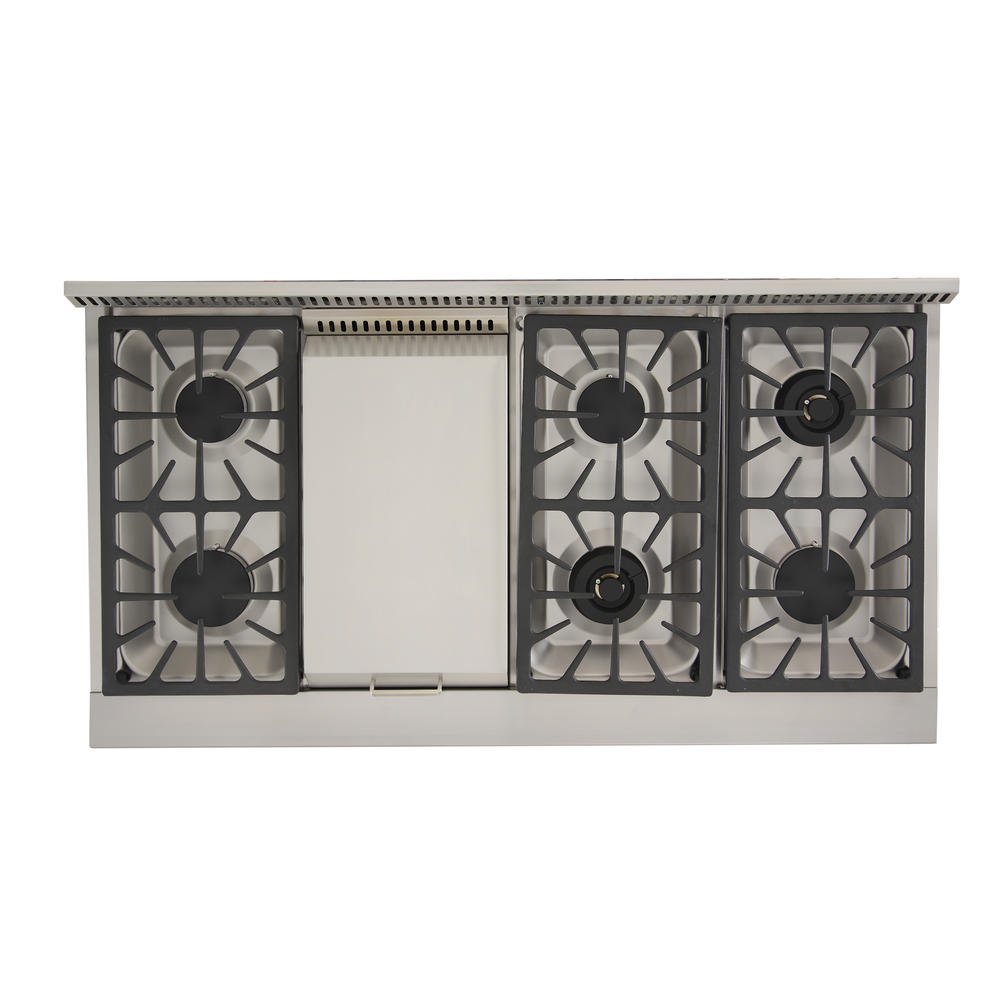 Kucht 48 in. Natural Gas Range-Top with Sealed Burners and Griddle with Classic Silver Knobs