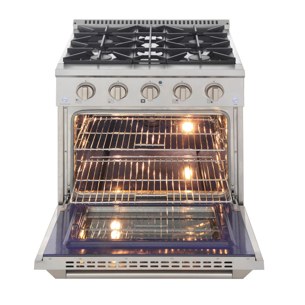 KUCHT Professional 30 in. 4.2 cu. ft. Propane Gas Range with Sealed Burners and Convection Oven with Silver Oven Door