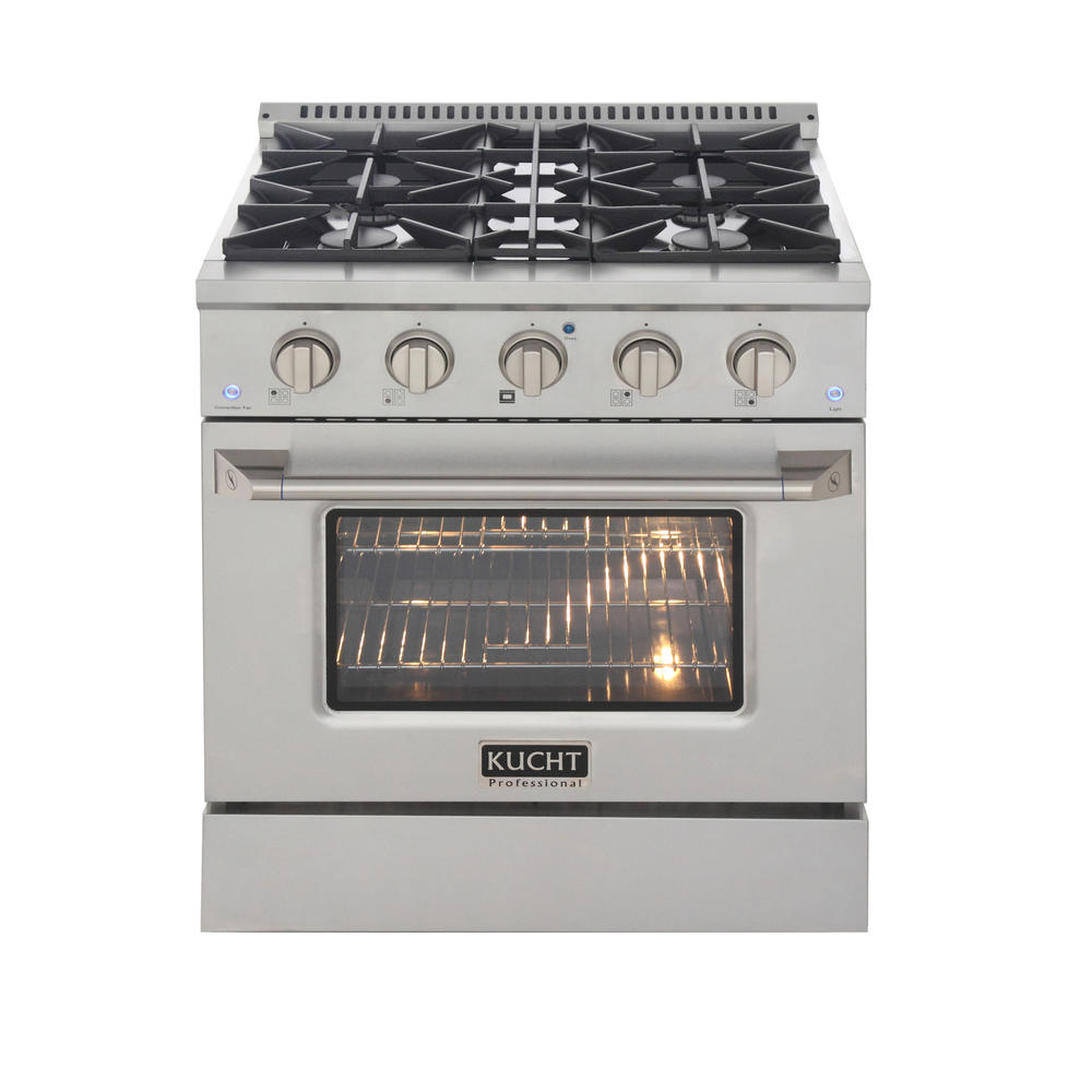 KUCHT Professional 30 in. 4.2 cu. ft. Propane Gas Range with Sealed Burners and Convection Oven with Silver Oven Door