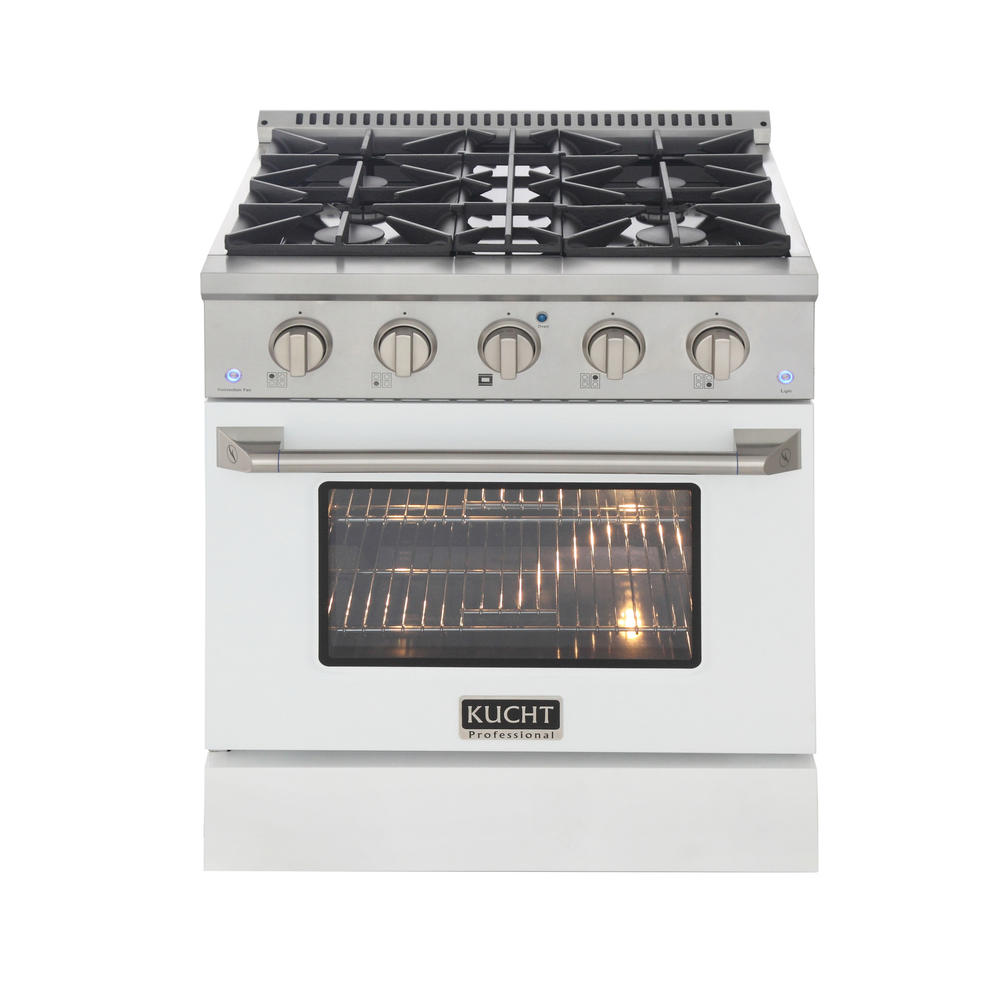 KUCHT Professional 30 in. 4.2 cu. ft. Propane Gas Range with Sealed Burners and Convection Oven with White Oven Door
