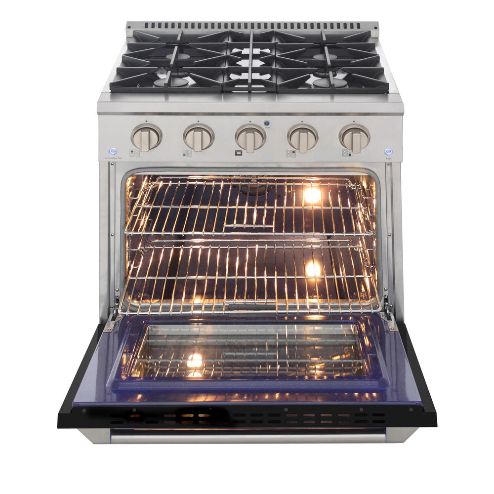 KUCHT Professional 30 in. 4.2 cu. ft. Natural Gas Range with Sealed Burners and Convection Oven with  Black Oven Door