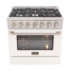 KUCHT Professional 36 in. 5.2 cu. ft. Propane Gas Range with Sealed Burners and Convection Oven with White Oven Door