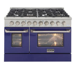 KUCHT Professional 48 in. 6.7 cu. ft. Natural Gas Range with Sealed Burners, Griddle/Grill and Two Ovens with Blue Oven Door