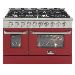 KUCHT Professional 48 in. 6.7 cu. ft. Propane Gas Range with Sealed Burners, Griddle/Grill and Two Ovens with Red Oven Door