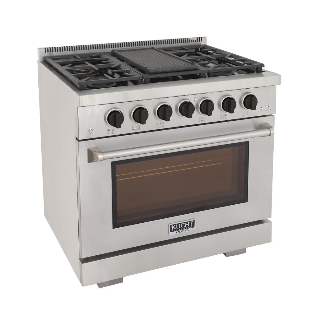 KUCHT Professional 36 in. 5.2 cu. ft. Natural Gas Range with Sealed Burners and Convection Oven in Stainless Steel