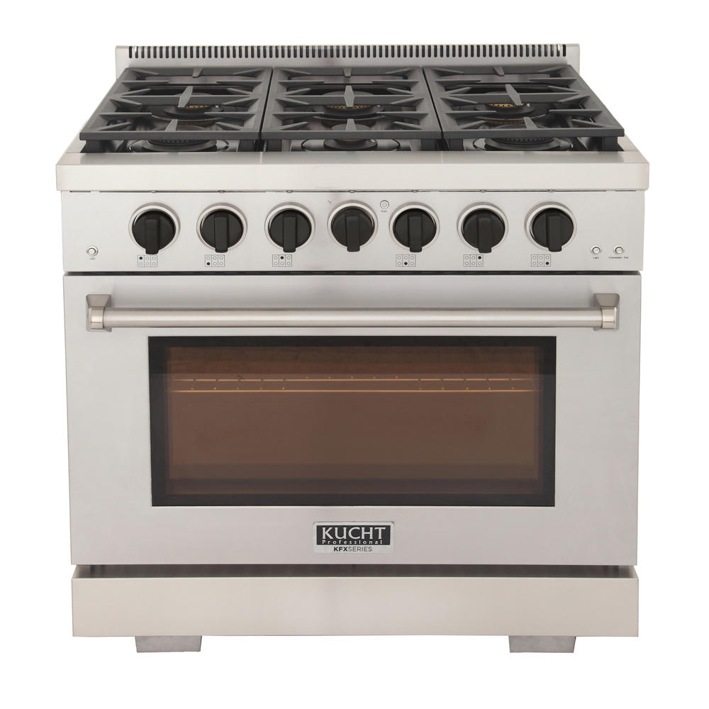 KUCHT Professional 36 in. 5.2 cu. ft. Natural Gas Range with Sealed Burners and Convection Oven in Stainless Steel