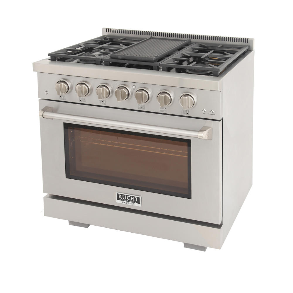 KUCHT Professional 36 in. 5.2 cu. ft. Propane Gas Range with Sealed Burners and Convection Oven in Stainless Steel