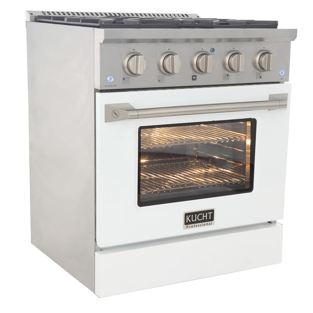 KUCHT Professional 30 in. 4.2 cu. ft. Natural Gas Range with Sealed Burners and Convection Oven with White Oven Door