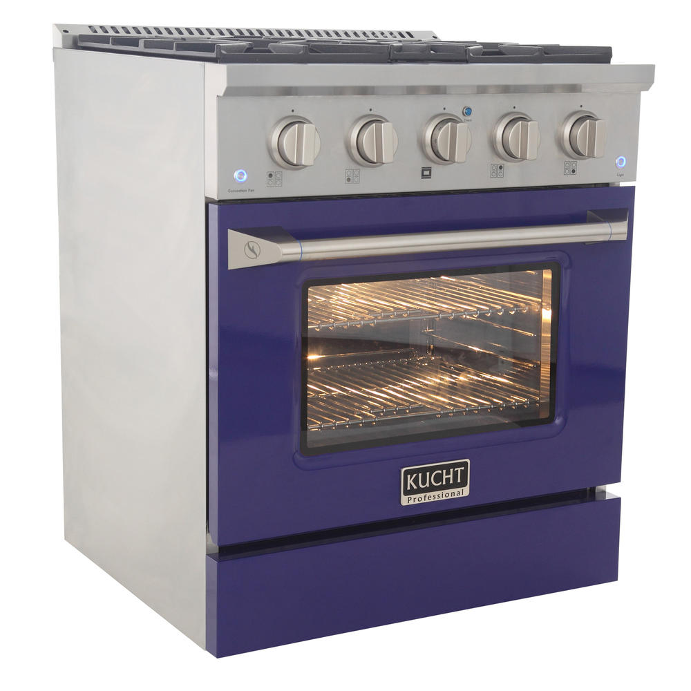 KUCHT Professional 30 in. 4.2 cu. ft. Propane Gas Range with Sealed Burners and Convection Oven with Blue Oven Door