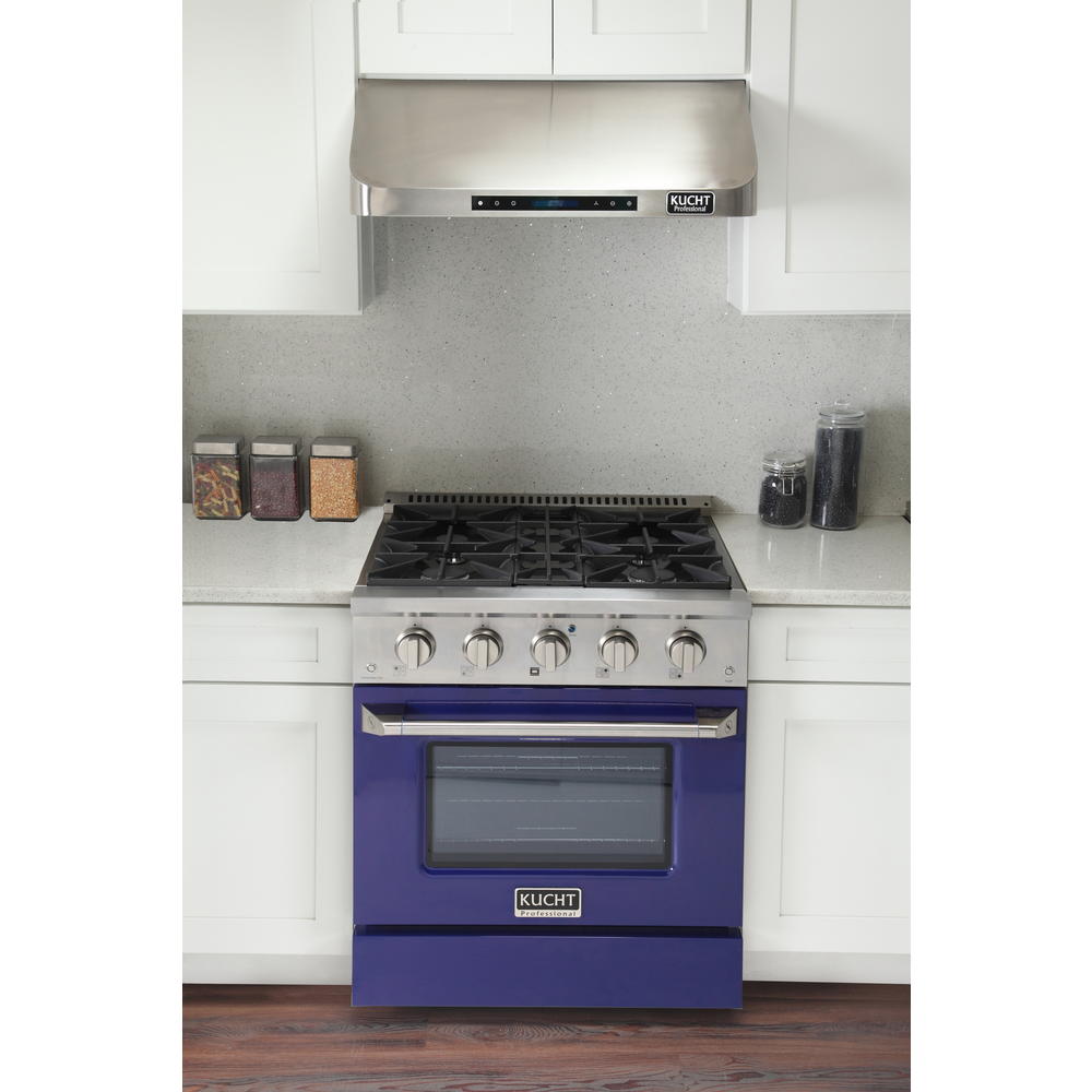 KUCHT Professional 30 in. 4.2 cu. ft. Propane Gas Range with Sealed Burners and Convection Oven with Blue Oven Door