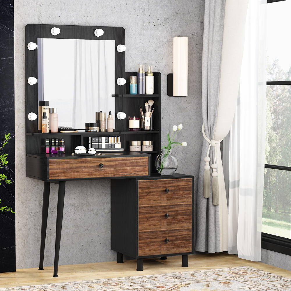 Tribesigns Vintage Vanity Table with Lighted Mirror