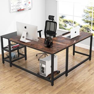 Tribesigns L Shaped Desk, Tribesigns L Shaped Office Desk With Storage Shelves