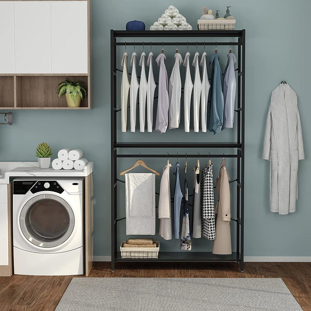 Tribesigns Free-standing Closet Organizer with 3 Storage Shelves and 2 ...