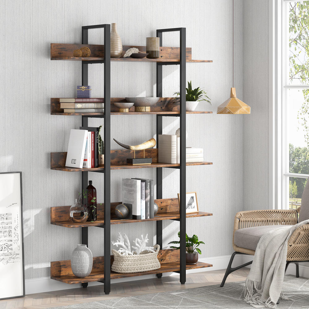 Tribesigns 5 Tiers Bookcase, 5-Shelf Industrial Style Etagere Bookcases and Book Shelves