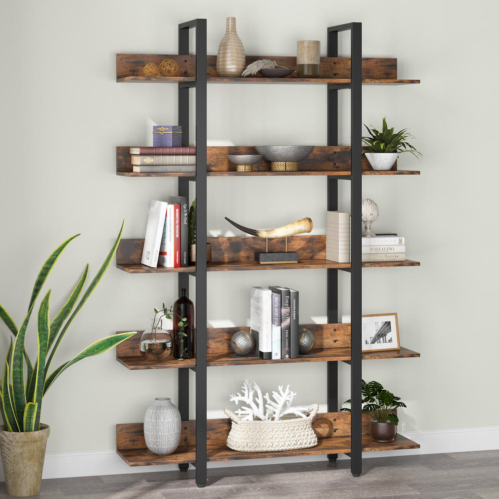 Tribesigns 5 Tiers Bookcase, 5-Shelf Industrial Style Etagere Bookcases and Book Shelves