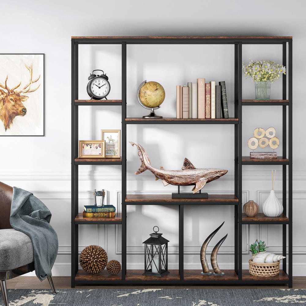 Tribesigns Bookshelf, Industrial 12-Open Shelf Etagere Bookcase