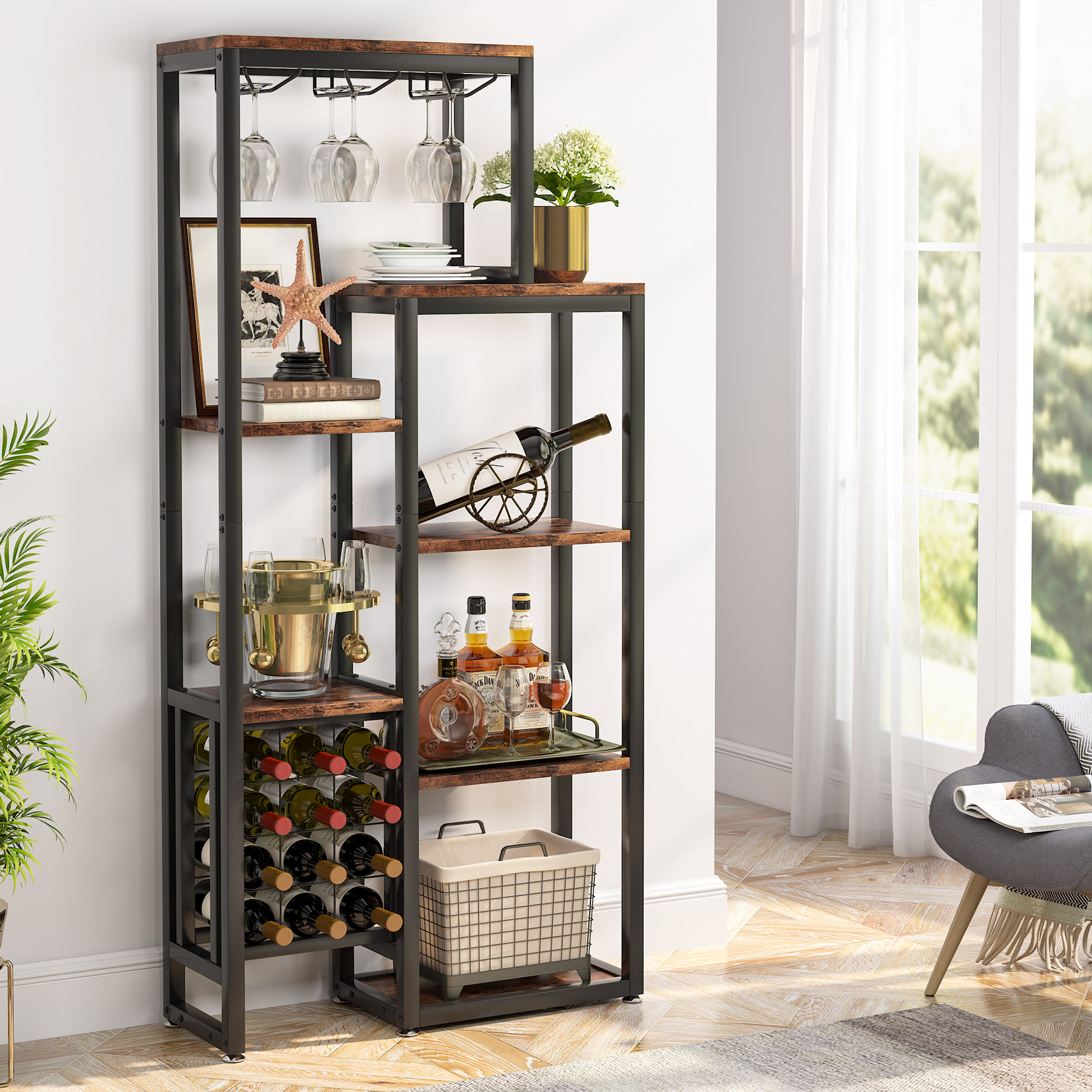 White bakers rack hot sale with wine storage