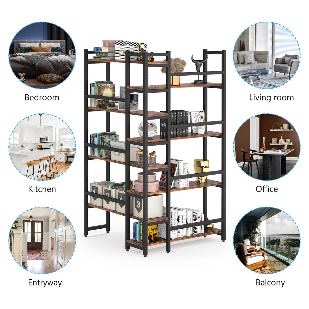 Tribesigns 70.8” Corner Bookshelf, 8-Tier Industrial Bookcase with Metal Frame for Open Storage