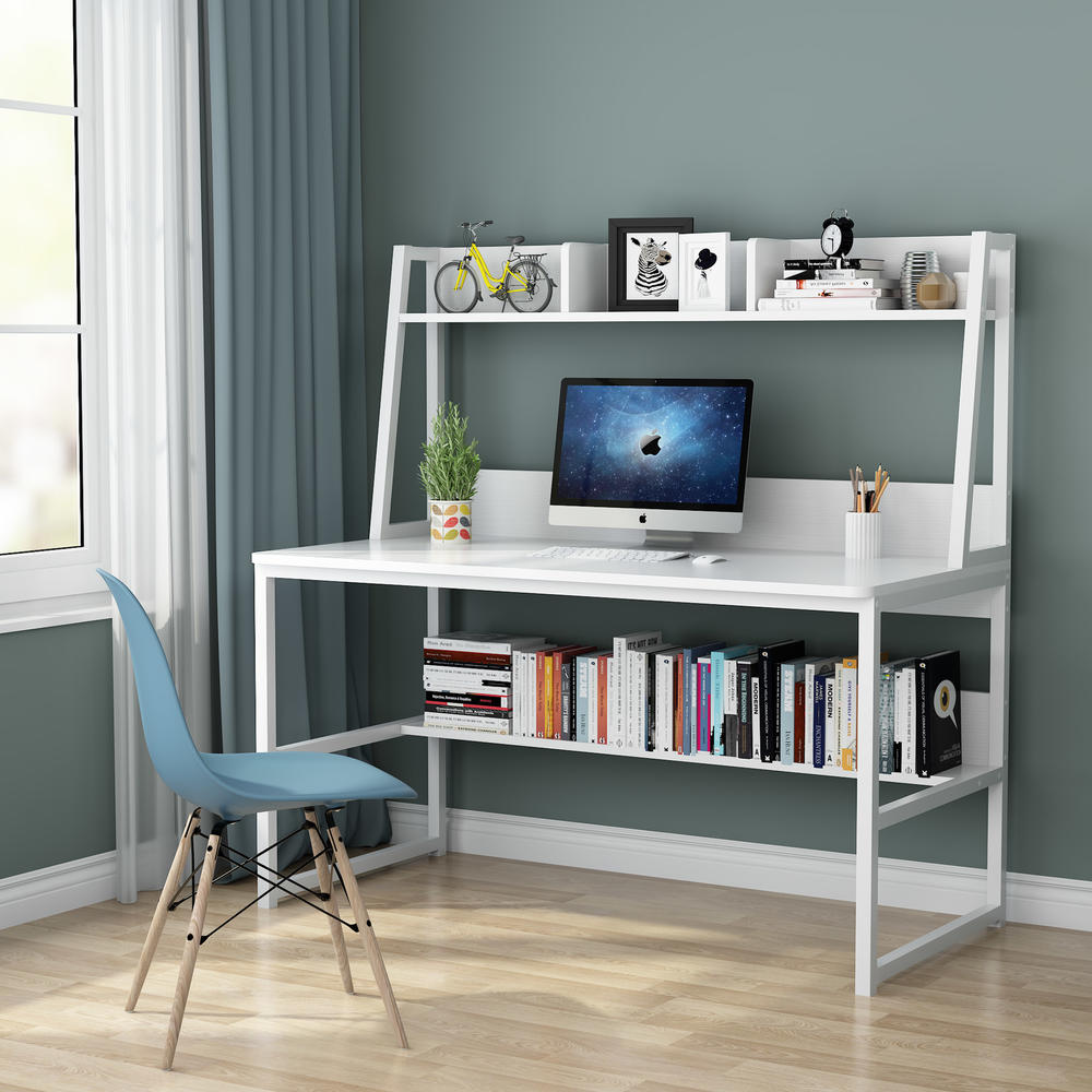 Tribesigns Computer Desk, 47 inch Office Desk with Hutch and Bookshelf ...