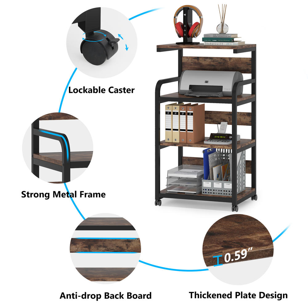 Tribesigns 4-Shelf Mobile Printer Stand with Storage Shelves