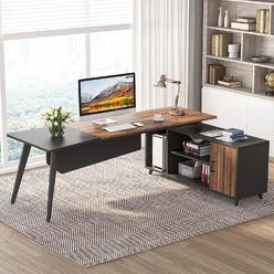 Tribesigns L-Shaped Computer Desk with File Cabinet, 78.74 Inch Large Executive Office Desk with Shelves