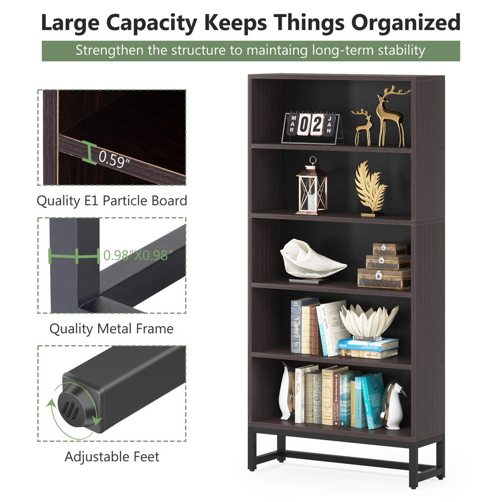 Tribesigns 70.8” Large Bookcases Organizer with 5-Tier Storage Shelves