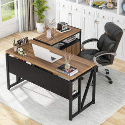 Tribesigns L Shaped Desk with Drawer Cabinet, 55 inches Executive Desk and lateral File Cabinet