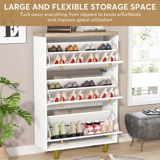 TribeSigns Tribesigns 3 Drawer Shoe Cabinet, Freestanding Shoe Rack Storage  Organizer with Flip Door