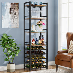 Tribesigns Wine Bar Cabinet for Liquor and Glass, Free Standing Wine Rack, Bar Liquor Cabinet for Home Bar