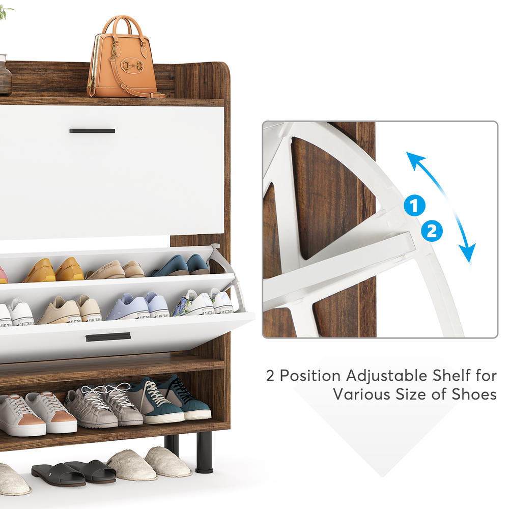 Tribesigns Shoe Cabinet, 2-Tier Shoe Storage Cabinet with Flip Doors
