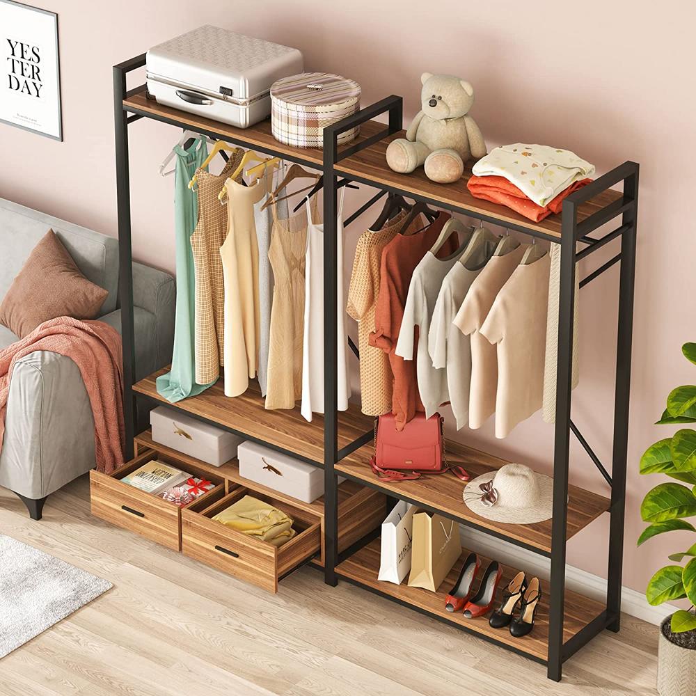 Tribesigns Free-Standing Closet Organizer, Garment Racks with Drawers