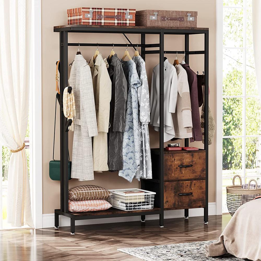 Tribesigns Freestanding Closet Organizer, Clothes Rack with Drawers and ...