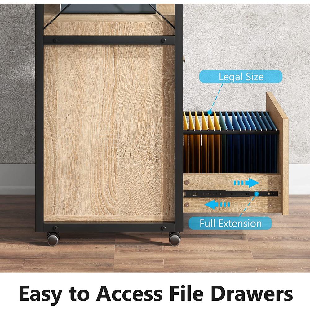 Tribesigns File Cabinet, 2 Drawer Rolling Vertical Filing Cabinet for Legal Size