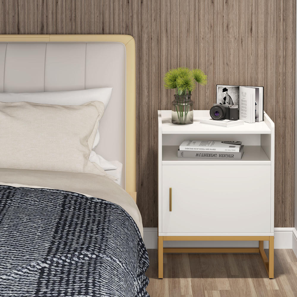 Tribesigns 26.77" Tall Nightstand with Cabinet and Storage Shelf
