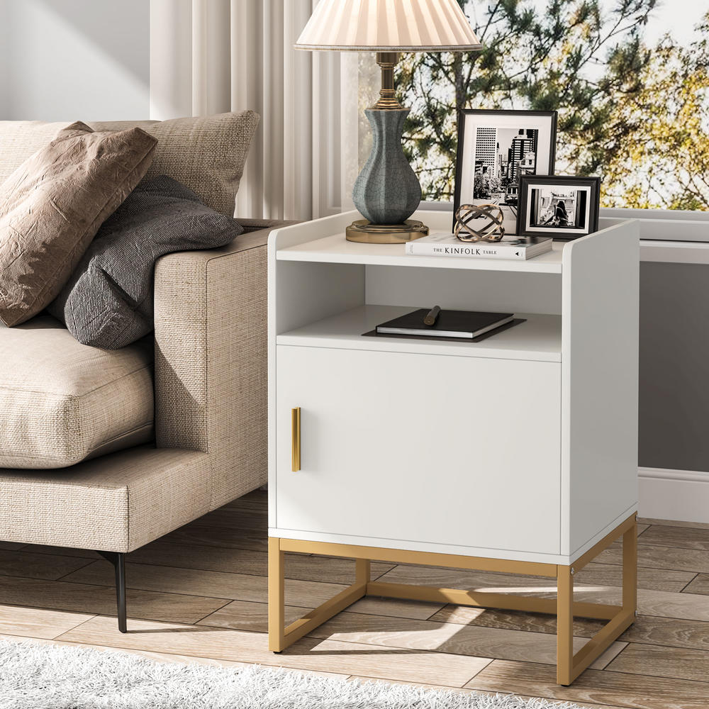 Tribesigns 26.77" Tall Nightstand with Cabinet and Storage Shelf