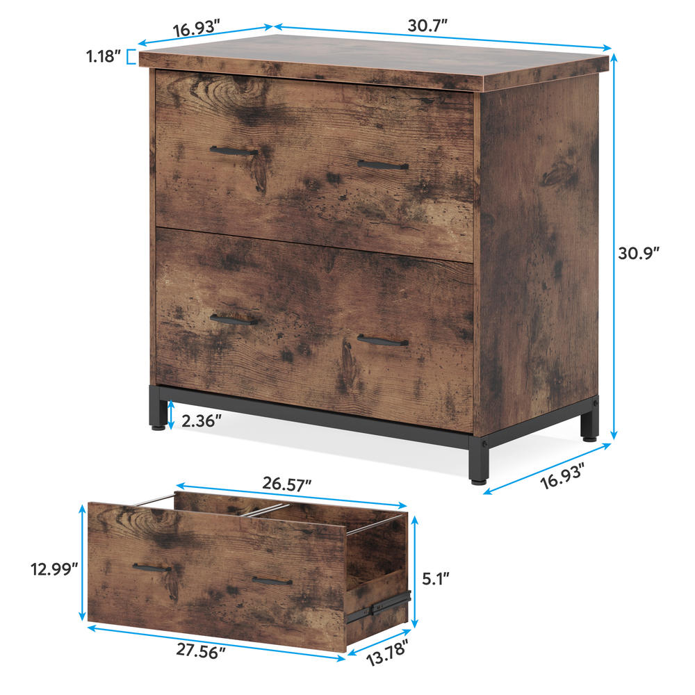 Tribesigns 2-Drawer File Cabinet, Wood Lateral Filing Cabinet, Office Storage Cabinet for A4, Letter Size