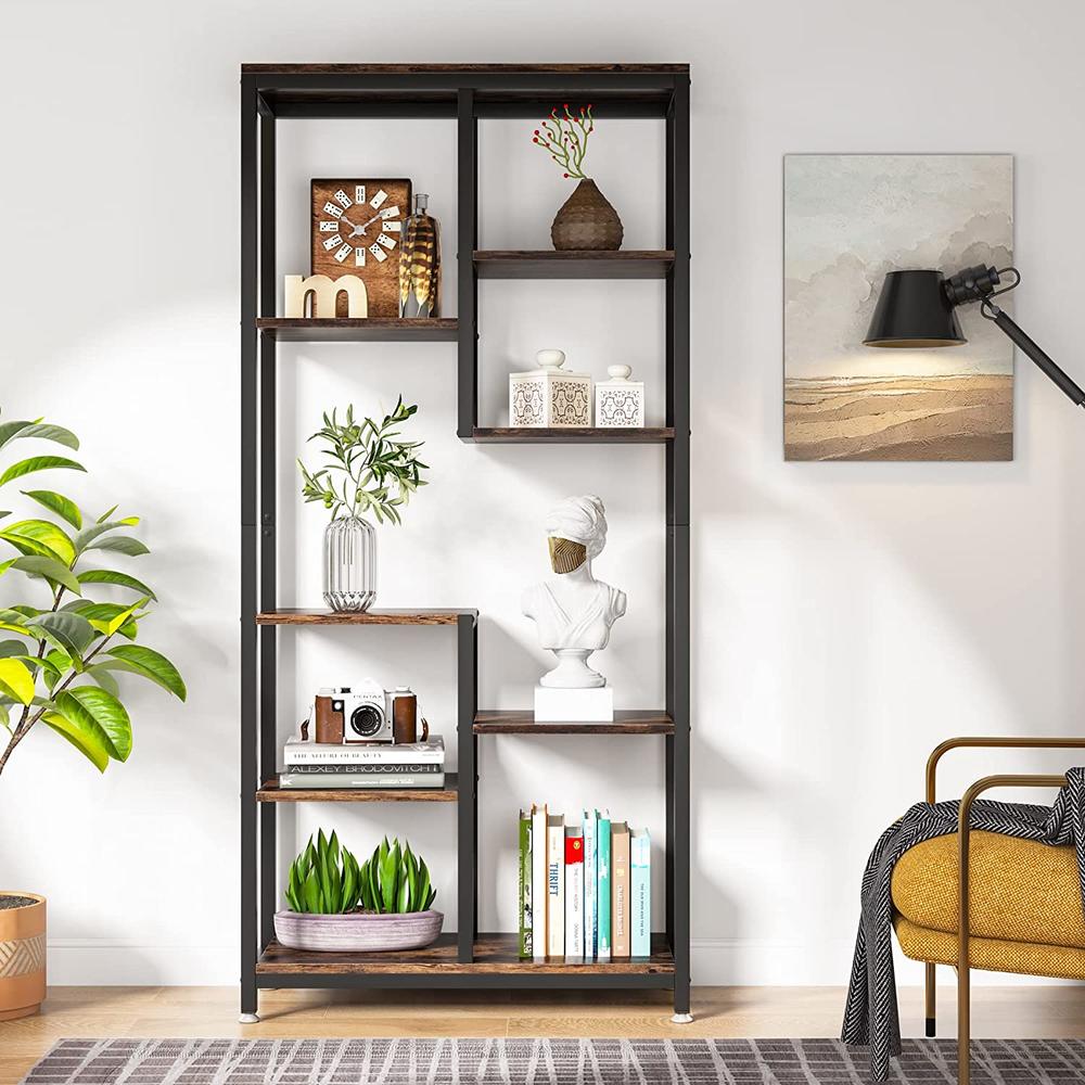 Tribesigns 6-Tier Tall Bookshelf Bookcase, Industrial 8-Shelf Open Bookcase Storage Display Book Shelves for Living Room