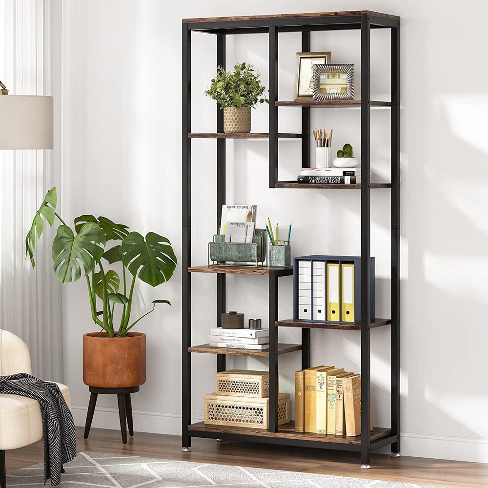 Tribesigns 6-Tier Tall Bookshelf Bookcase, Industrial 8-Shelf Open Bookcase Storage Display Book Shelves for Living Room