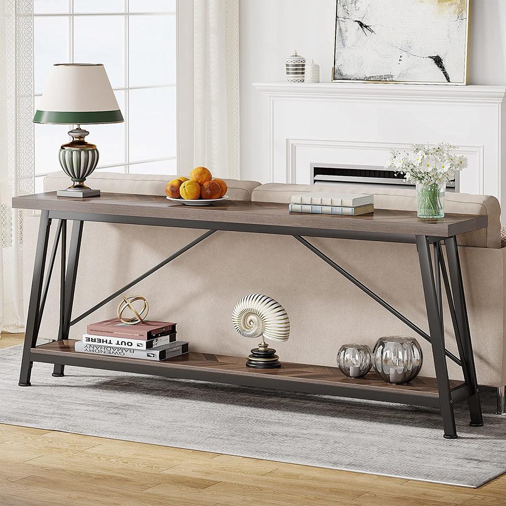 Tribesigns 70.9 Inches Extra Long Sofa Table Behind Couch, Industrial Entry Console Table for Hallway, Entryway, Living Room
