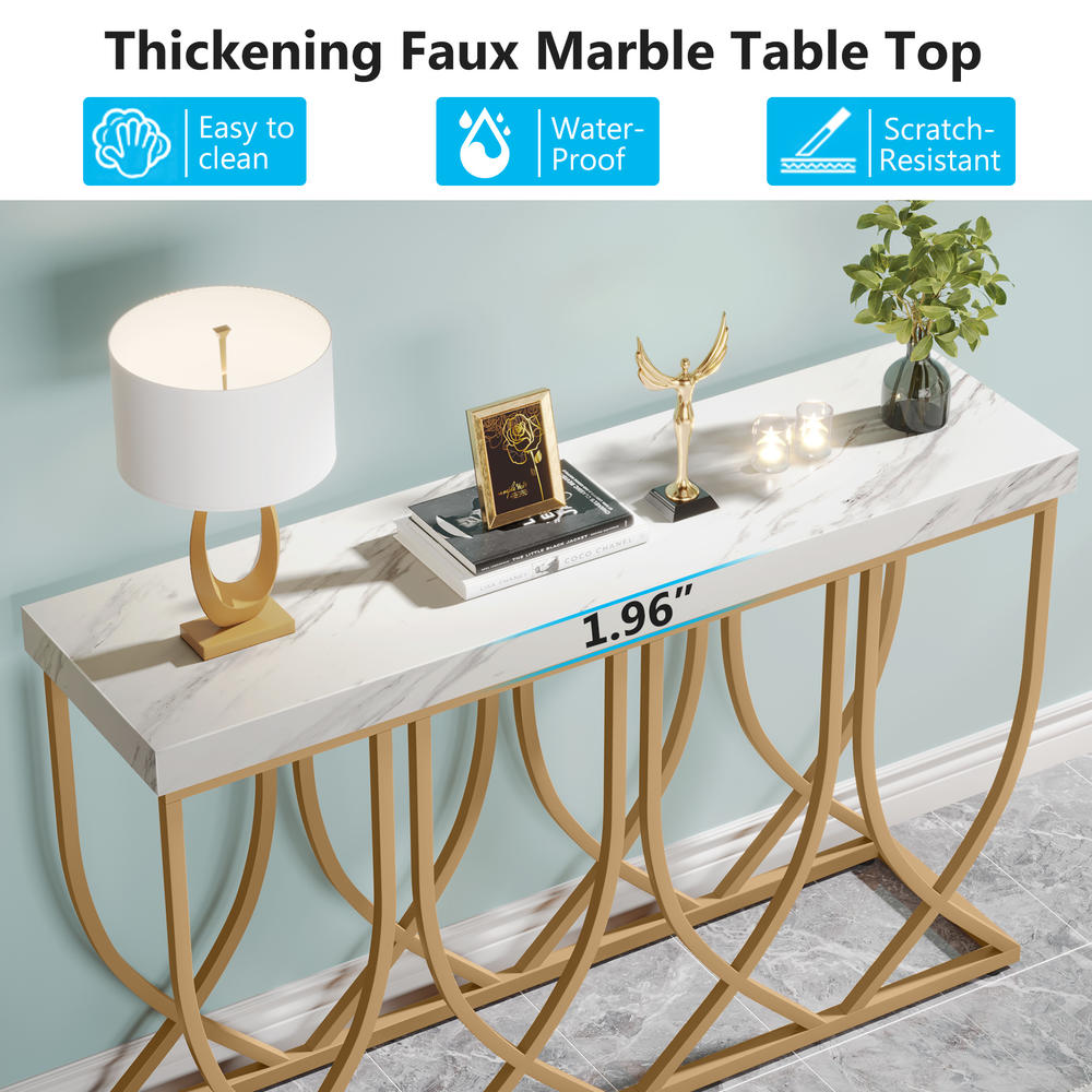 Tribesigns 39.4” Faux Marble Gold Console Table, Modern Entryway Foyer Table