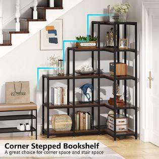 Tribesigns 5-Tier Bookshelf, Industrial Tall Bookcase Book Shelf