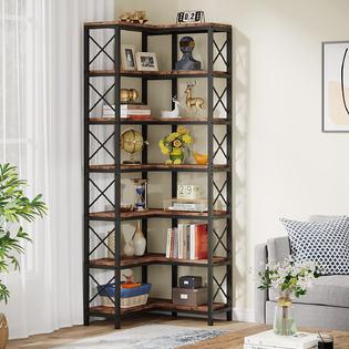 TribeSigns Tribesigns 7-Shelf Corner Bookshelf,Large Modern Corner  Bookcase, 7-Tier Tall Corner Shelf Storage Display Rack with Metal Frame