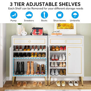 Tribesigns Wood Freestanding Shoe Rack for Entryway Shoe Storage Organizer  Shelf